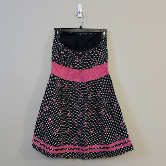 Sourpuss black & pink polka dot sailor mini rockabilly pinup sleeveless dress - Picture 4 of 5